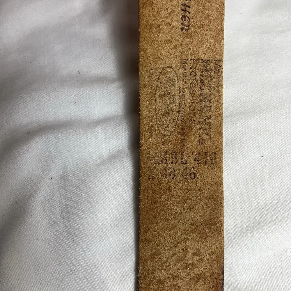 Master Mechanic Hand Tooled camel Belt Size 35 to 45, no buckle, Interchangeable